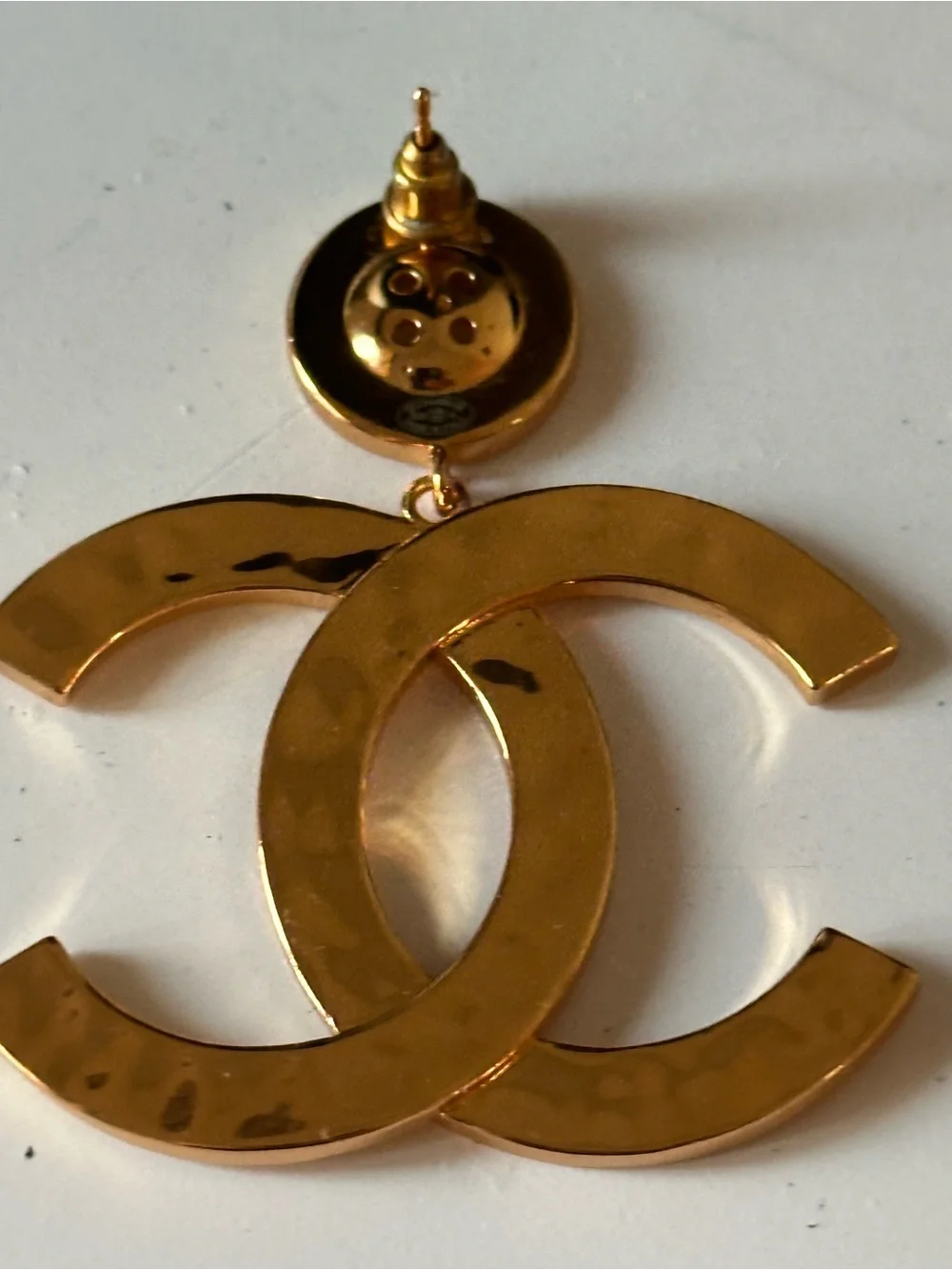 CHANEL Gold-tone XL Button Dangle Earring SINGLE EARRING ONLY!!!!